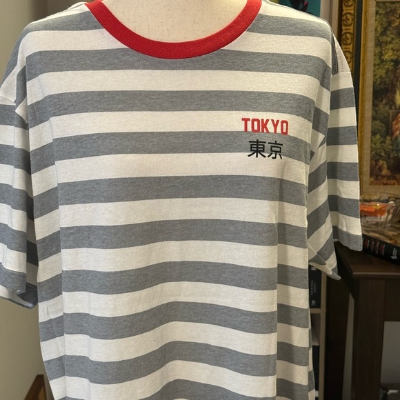 Urban Outfitters Gray and White Striped Tokyo Tee NWOT - Picture 2 of 5
